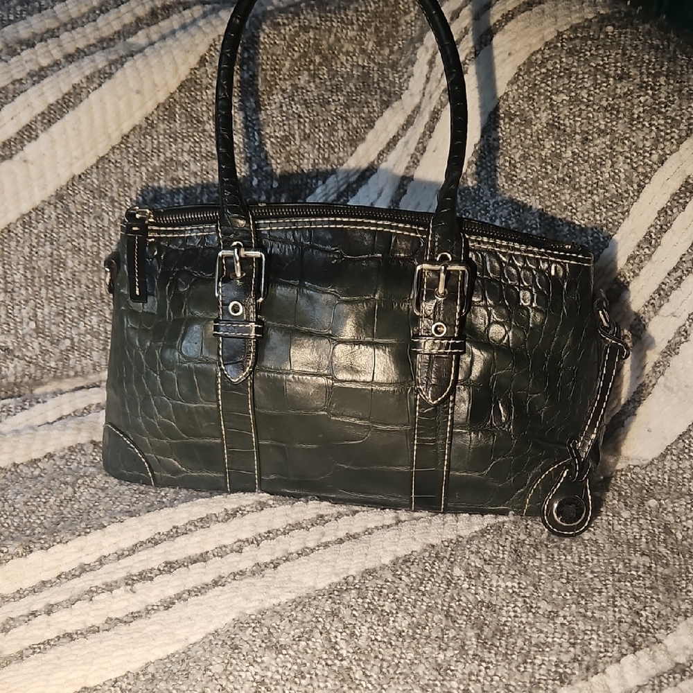 Dooney & Bourke Dark Green Crocodile-Embossed Satchel